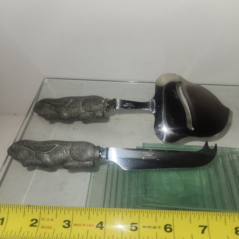 ARTHUR COURT Rabbit Cheese Slicer Knife Spreader Set Stainless Preowned